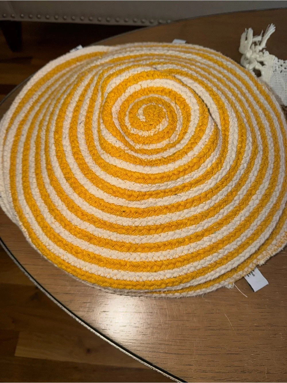 City Chic Yellow and Cream Braided Round Placemat